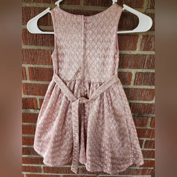 Tahari Pink and Gold Sleeveless Dress Girl's Size 4 - Picture 7 of 11